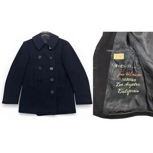 Vintage 1940s WW2 Naval Clothing Factory Peacoat 38 US Navy USN Wool Jacket 40s